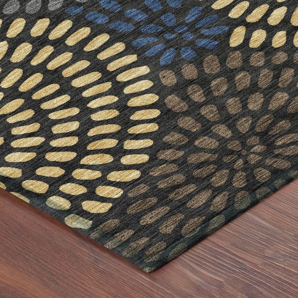 Chantille Machine Washable Indoor/Outdoor Abstract ACN2492 Black 2 ft. x 7 ft. Runner Rug