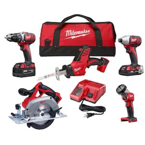 M18 18V Lithium-Ion Cordless Combo Kit (5-Tool) with (1) 3.0Ah and (1) 1.5Ah Battery, (1) Charger, (1) Tool Bag