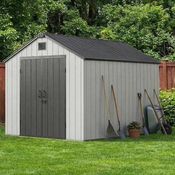 Epicpoplar 8 ft. W x 10 ft. D Resin Outdoor Storage Shed with