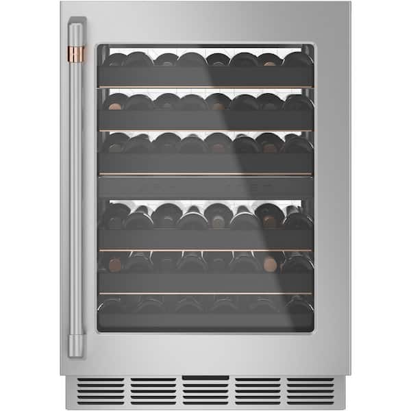 Cafe 24 in. Smart 46-Bottle Wine Beverage Cooler with Smart Technology in Stainless Steel, Reversible Door, Dual Temperature