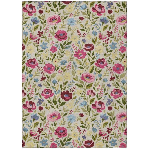 Chantille Machine Washable Indoor/Outdoor Abstract ACN2438 Linen 5 ft. x 7 ft. 6 in. Area Rug