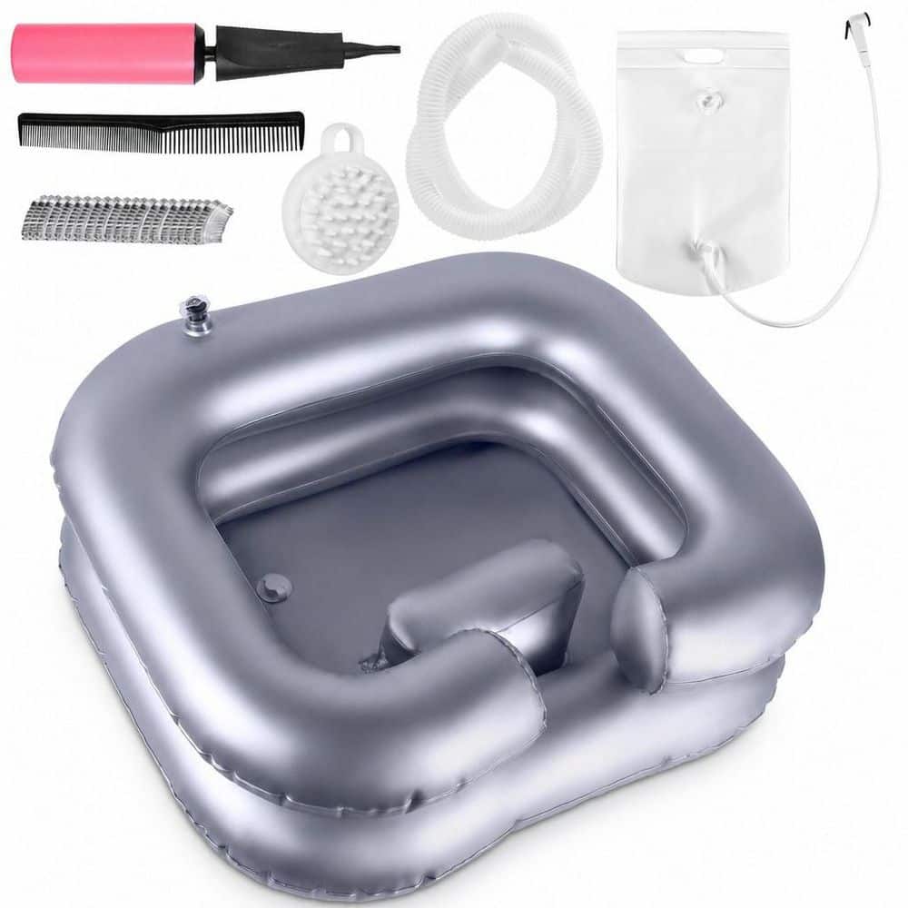 Silver Inflatable Shampoo Basin with 2.5 Gal. Portable Water Shower Bag, Loc Detox Tub for Dreads, Shampoo Buddy Bowl price history on PriceWatchPro