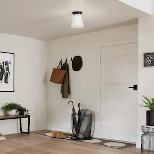 Albers 8.5 in. 1-Light Black Modern Cone Hallway Flush Mount Ceiling Light