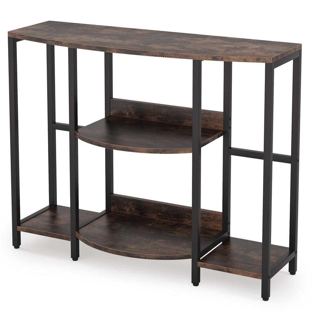 Tribesigns Catalin 42 in. Dark Brown Standard Rectangle Wood Console Table with 3-Shelves TJHD ...
