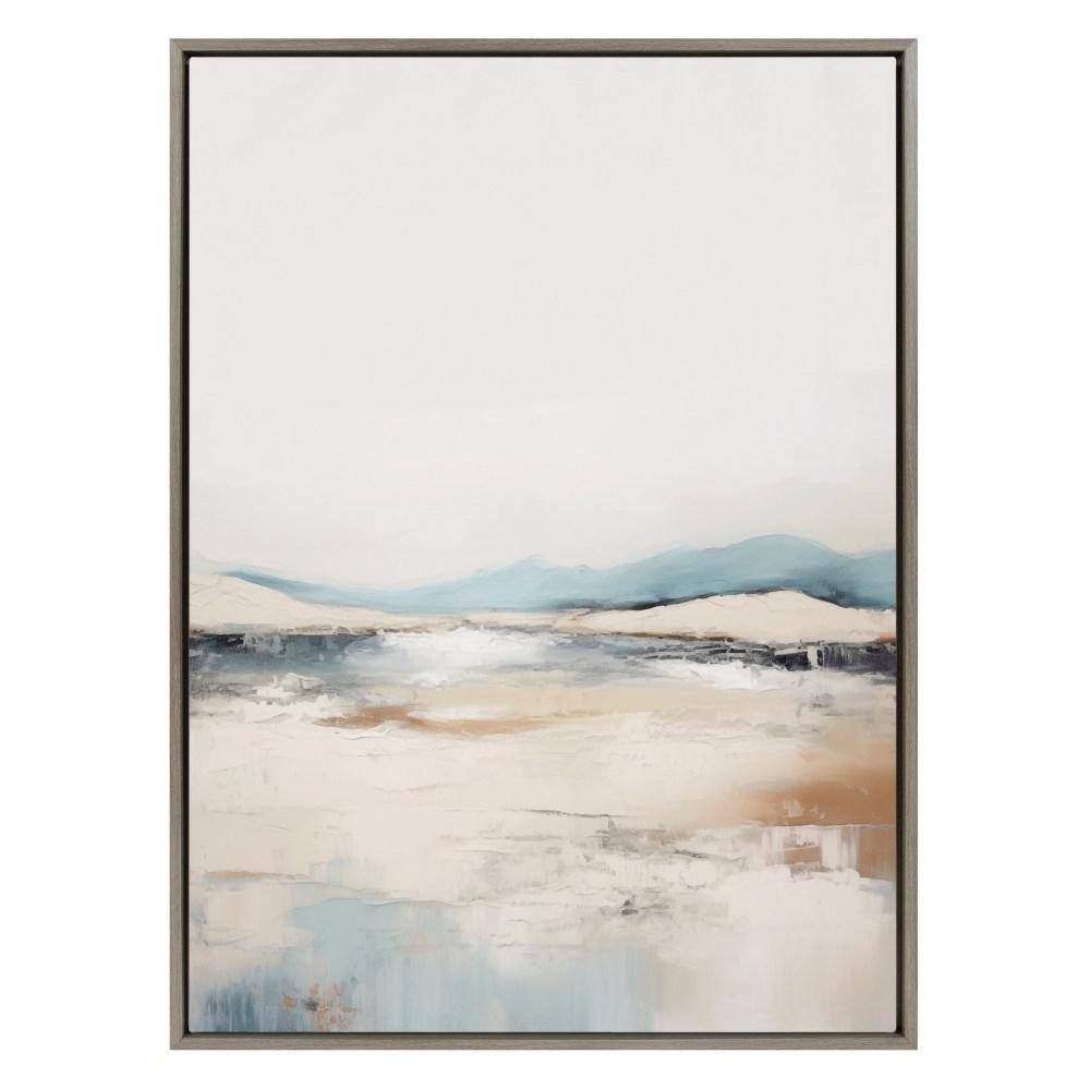 Sylvie Tranquil Landscape IV Framed Canvas in Gray and Blue