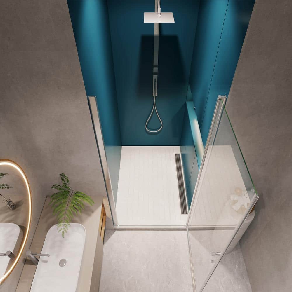 28" x 72" Chrome Frameless Pivot Shower Door with Clear Glass