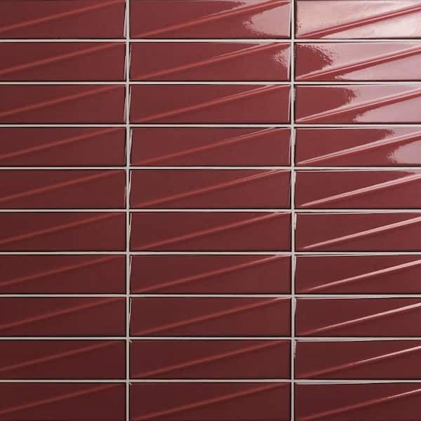 Rhythm Ruby Red 2.99 in. x 12 in. Glossy Ceramic Subway Wall Tile (4.99 sq. ft./Case)