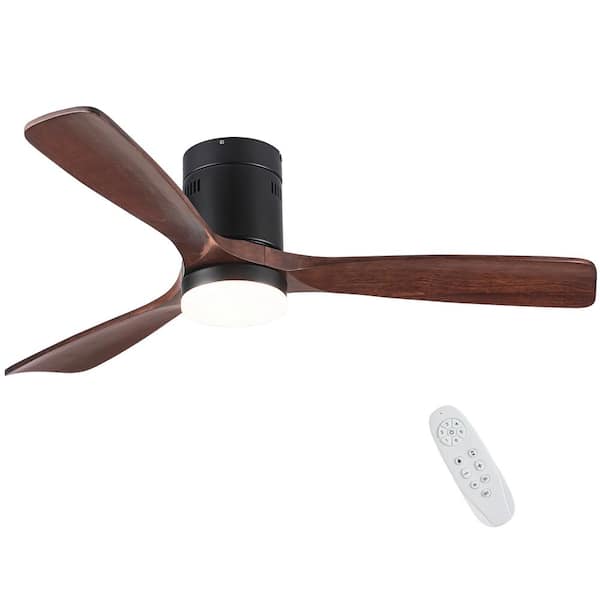 52 in. Indoor Flush Mount Integrated LED Ceiling Fan with 6-Speed DC Remote Control and Dimmable light