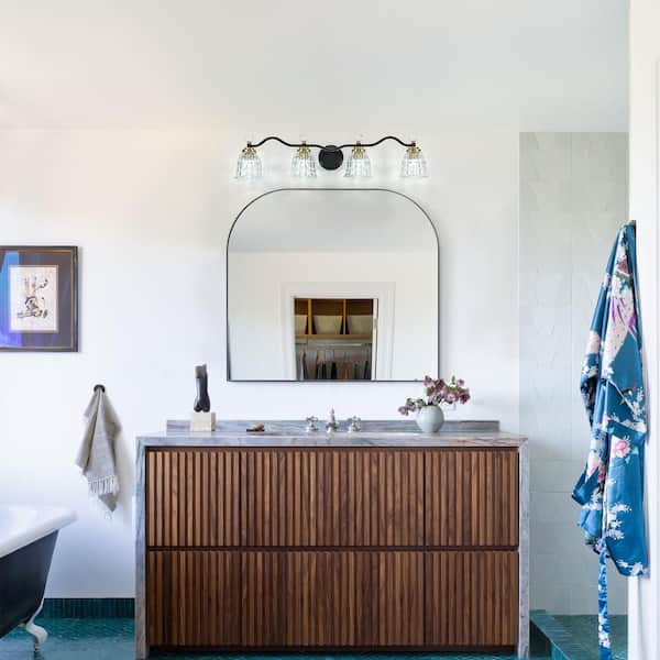 LLHZSY 37 in. 4-Light Black And Gold Bathroom Vanity Light LLHZSY 37 in. 4-Light Black And Gold Bathroom Vanity Light