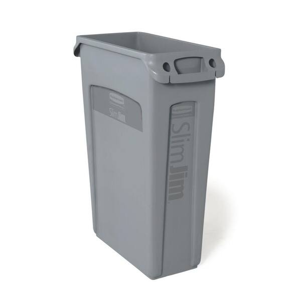 Rubbermaid Commercial Products Slim Jim 23 Gal. Grey Rectangular Trash Can