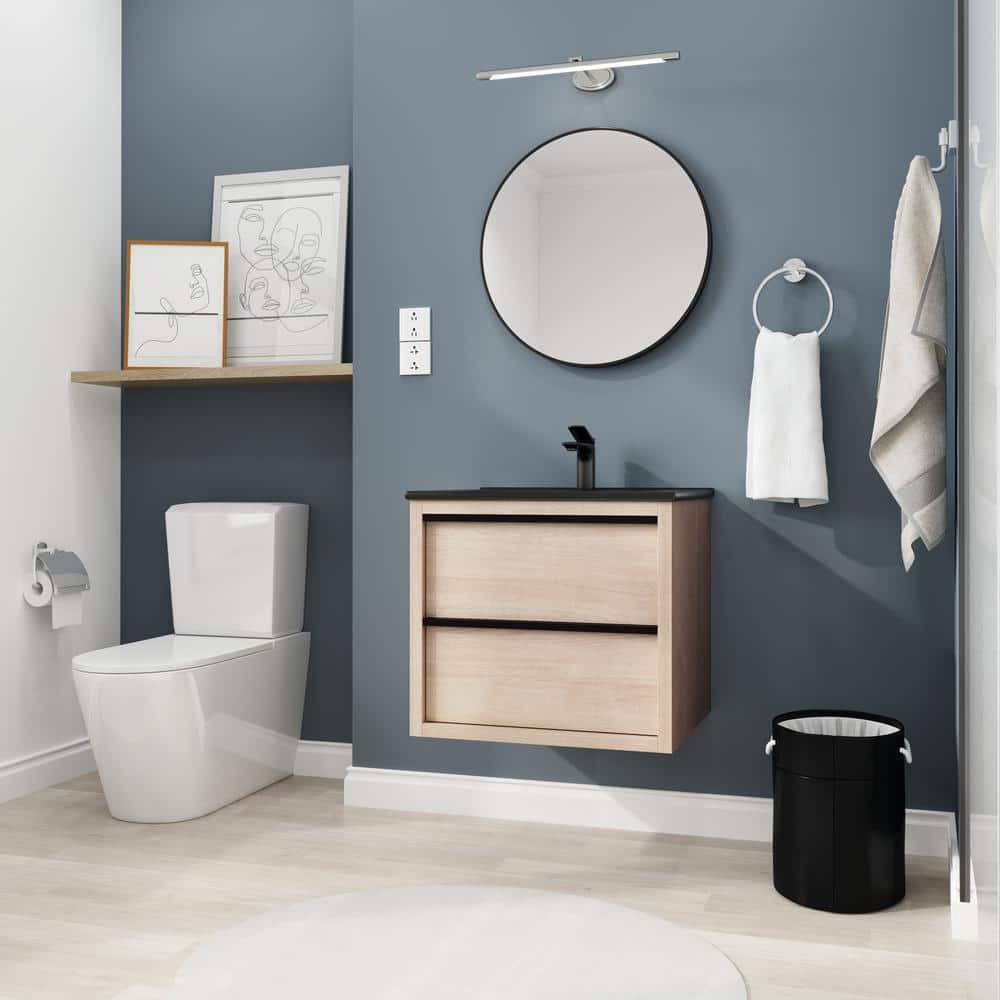 24 in. W x 18 in. D x 21 in. H Freestanding Oak Floating Bath Vanity with B
