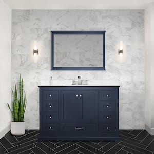 Dukes 48 in. W x 22 in. D Navy Blue Single Bath Vanity, Cultured Marble Top, and 46 in. Mirror