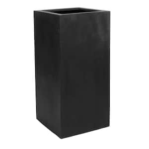 Bouvy Medium 24 in. Tall Black Fiberstone Indoor Outdoor Modern High Square Planter