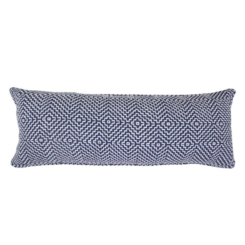 Delight Blue / White 14 in. x 36 in. Diamond Woven Geometric Indoor Throw P