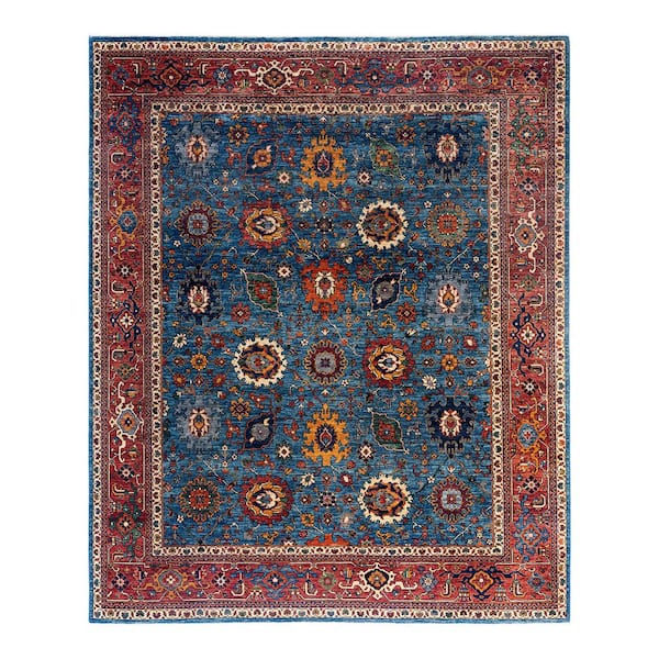 Serapi Light Blue 8  ft. x 10  ft. Tribal Wool Indoor Area Rug