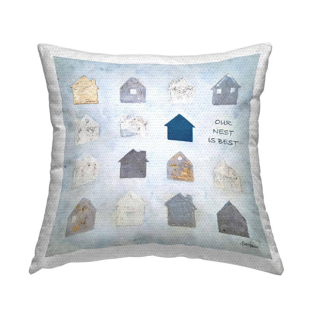 Our Nest Is Best Varied Houses Shapes Blue Square Outdoor Throw Pillow price history on PriceWatchPro