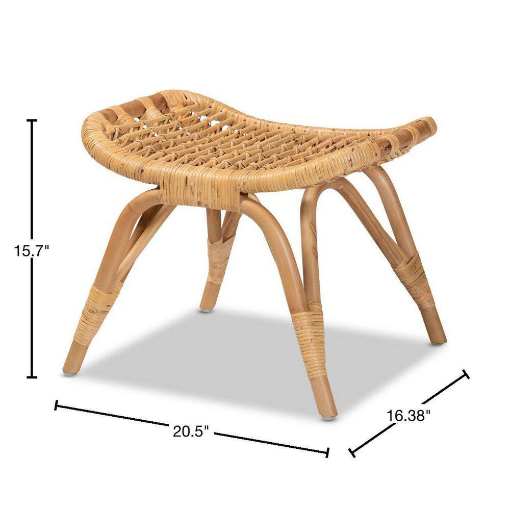 Bernardo Natural Brown Rattan Bohemian Ottoman