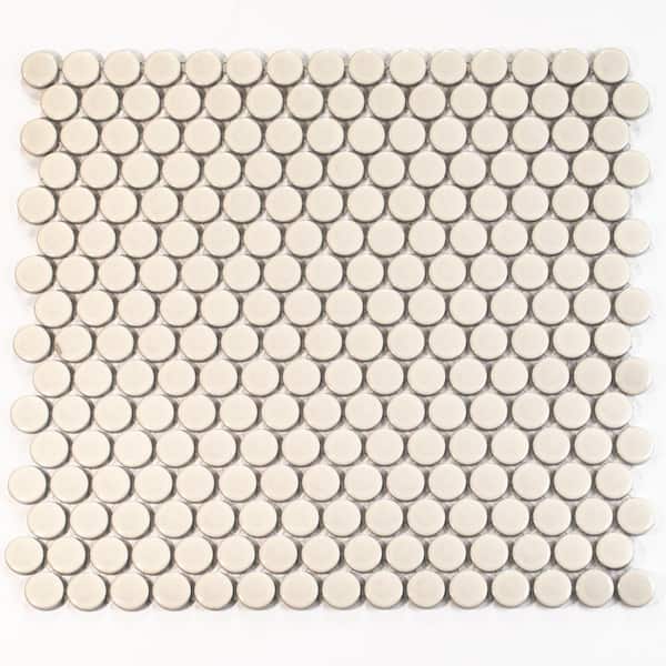 Apollo Tile Cirkel Beige 11.46 in. x 12.4 in. Glossy Porcelain Mosaic Wall and Floor Tile (9.87 sq. ft./case) (10-pack)