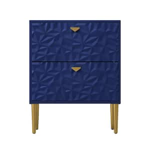 Modern Blue 2-Drawer Wood Nightstand