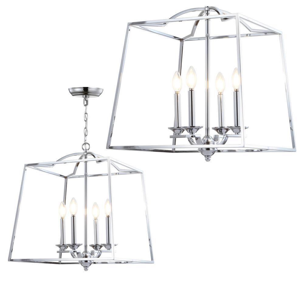 Gloria Polished Chrome 19" LED Lantern Pendant - Adjustable Height