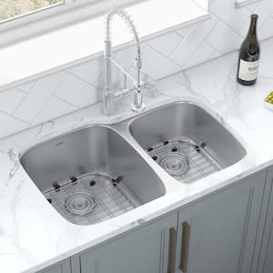 32 in. 60/40 Undermount 16-Gauge Stainless Steel Double Bowl Kitchen Sink