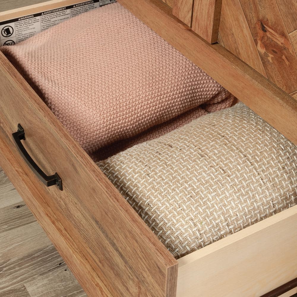 Sindoori Mango Brown Herringbone Pattern Wardrobe Armoire with Drawer