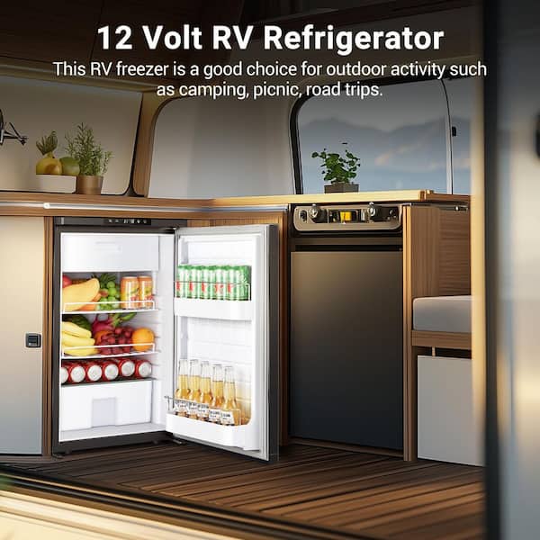 2.94 cu. ft. Built-In Dual Zone Outdoor Refrigerator-4 to 46℉ Electric Car Cooler with Reversible Door in Black