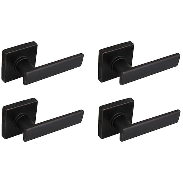 Defiant Westwood Aged Bronze Hall and Closet Door Lever with Square Rose (4-Pack)
