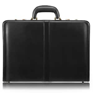 Reagan Top Grain Cowhide Black Leather 3.5 in. Attache Briefcase