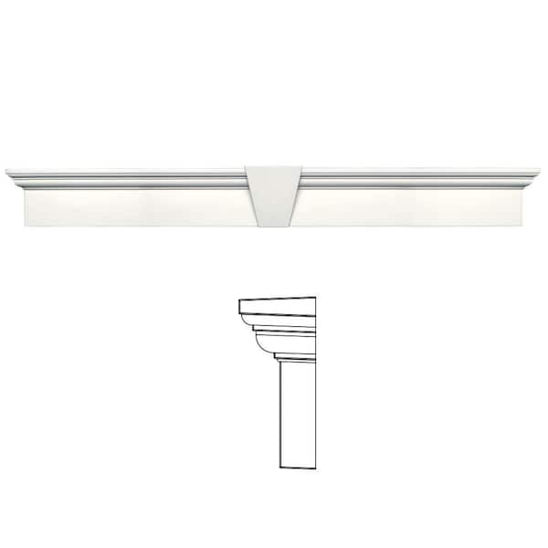 Builders Edge 9 in. x 73-5/8 in. Flat Panel Window Header with Keystone in 123 White