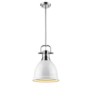 Duncan 1-Light Chrome 8.8 in. Pendant with White Shade