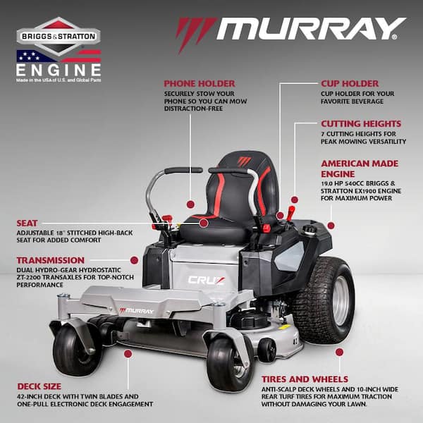 Murray Cruz 42 in. 19.0 HP 540cc EX1900 Series Briggs and Stratton