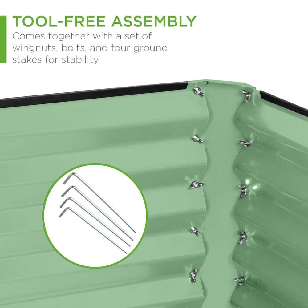 Sage Green 8x4x2ft Outdoor Metal Raised Garden Bed Planter