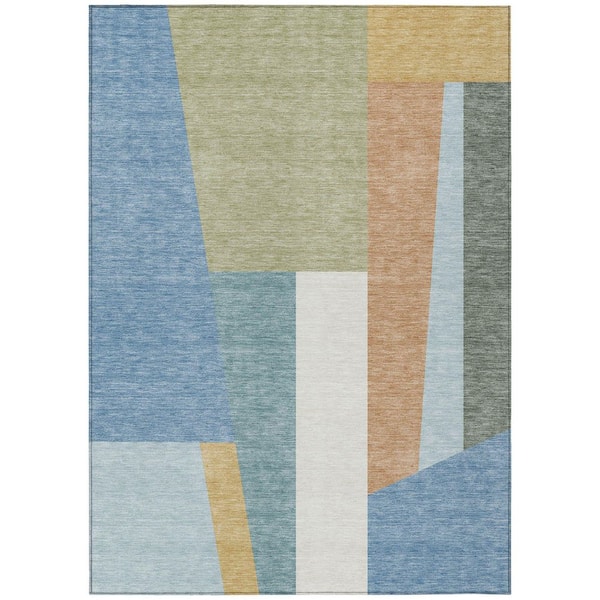 Chantille Machine Washable Indoor/Outdoor Abstract ACN2446 Blue 5 ft. x 7 ft. 6 in. Area Rug