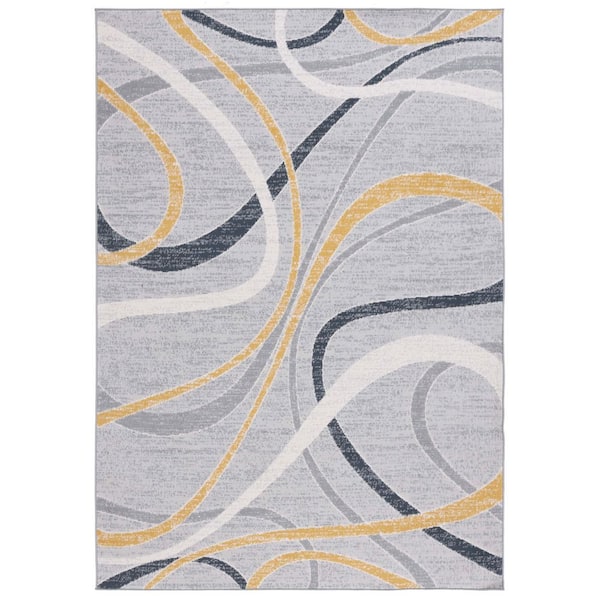 Odyssey 9 ft. x 12 ft. Gray/Gold Ivory Abstract Swirls Area Rug