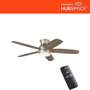 Ashby Park 52 in. White Color Changing Integrated LED Brushed Nickel Ceiling Fan with Light Kit and Remote Control