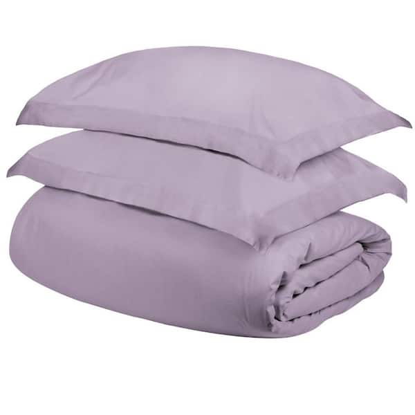 HomeRoots Pink Lavender Solid Color King Cotton Duvet Cover Set