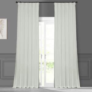 White Solid Faux Silk Room Darkening Curtain - 50 in. W x 84 in. L Rod Pocket Single Window Panel