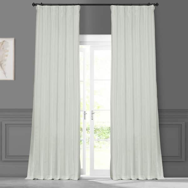 Exclusive Fabrics & Furnishings White Solid Faux Silk Room Darkening Curtain - 50 in. W x 84 in. L Rod Pocket Single Window Panel