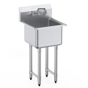 Stainless Steel Prep & Utility Sink 1 Compartment Free Standing Small Sink 18 x 41 in. Commercial Single Bowl Sinks