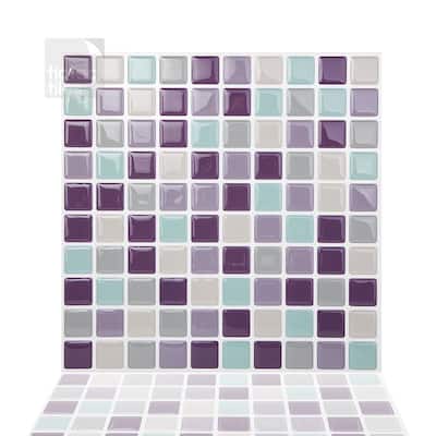 Mosaic Violetmint 10 in. W x 10 in. H Peel and Stick Self-Adhesive Decorative Mosaic Wall Tile Backsplash (10-Tiles)