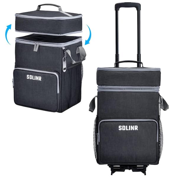 Angel Sar 47 qt. Large Dark Gray Leakproof Insulated Soft-Side Cooler with Wheels and Telescoping Handle for Camping and Travel