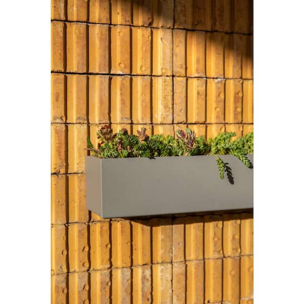 Geo Rectangular 16 in. Grey Plastic Hanging Planter (2-Pack)