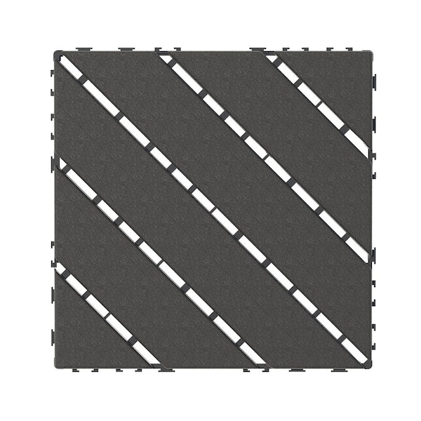 12 in. x 12 in. Patio Floor Tiles Plastic Outdoor Deck Floor Tile, Interlocking Deck Tiles in Gray (44-pack)