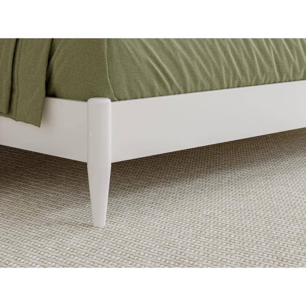 Orleans White Solid Wood Queen Sleigh Platform Bed with Slatted Headboard