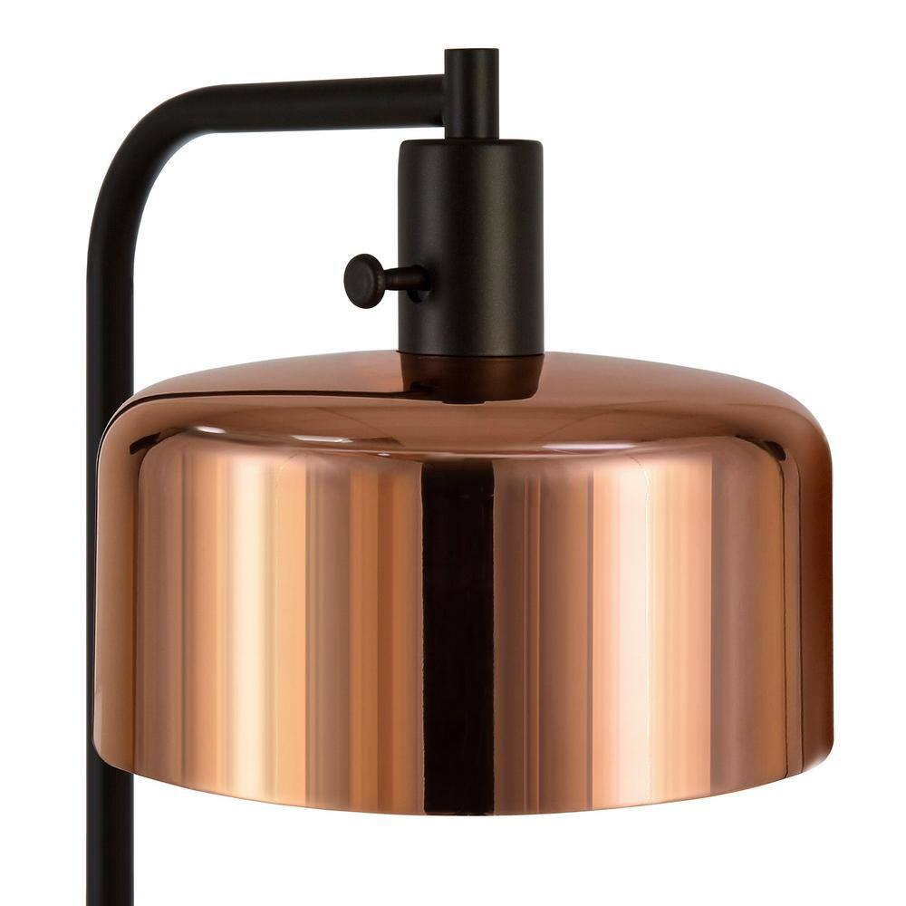 Sleek Industrial Elegance Bronze Floor Lamp with Polished Copper Shade