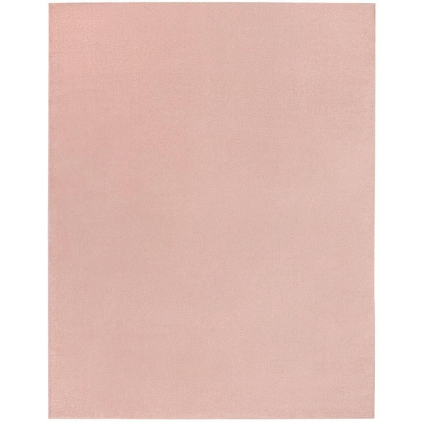 Nourison Essentials 10 ft. x 14 ft. Pink Solid Contemporary Indoor/Outdoor Patio Area Rug