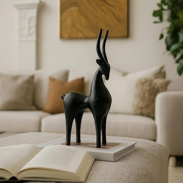 Goat Black 12 in. x 6 in. x 3 in. Abstract Aluminum Metal Goat Sculpture