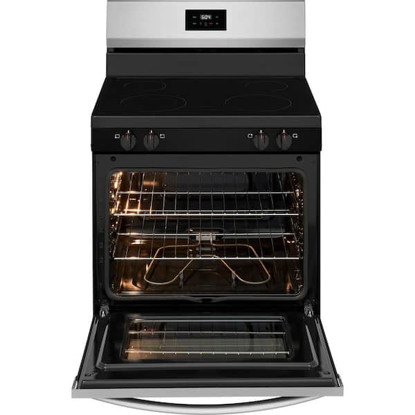 30in 4 Burner Elements Rear Control Free-Standing Electric Range in Stainless Steel with 2-in-1 Dual Expandable Element