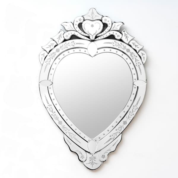 24.8 in. W x 37.4 in. H Modern Heart-Shaped Wall Mirror